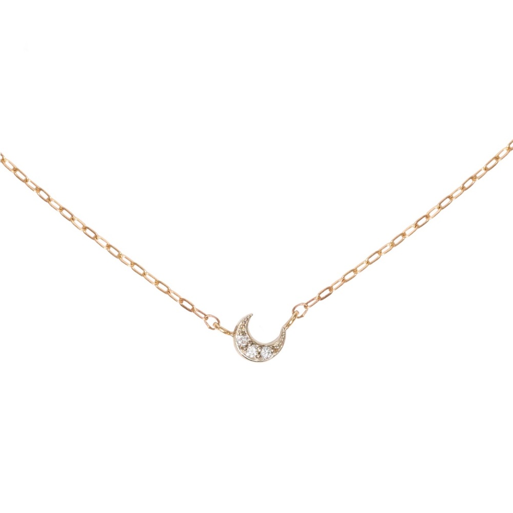 Tiny Crescent Moon Necklace Catbird Yayoi Forest